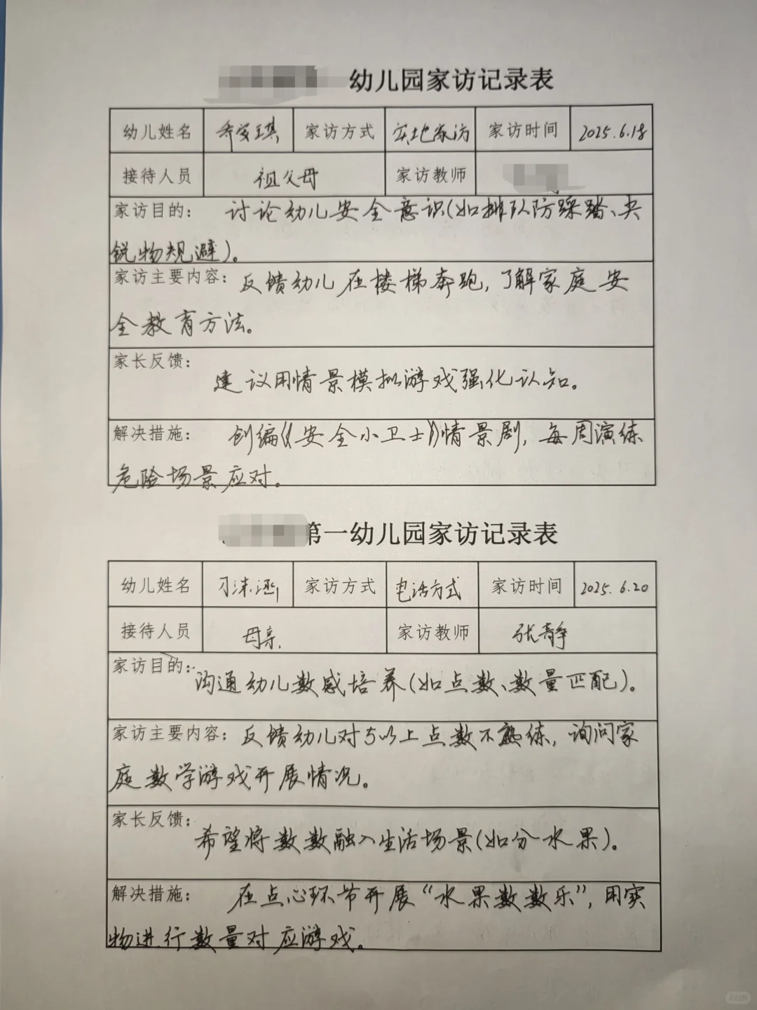 2025幼儿园家访记录表（五）