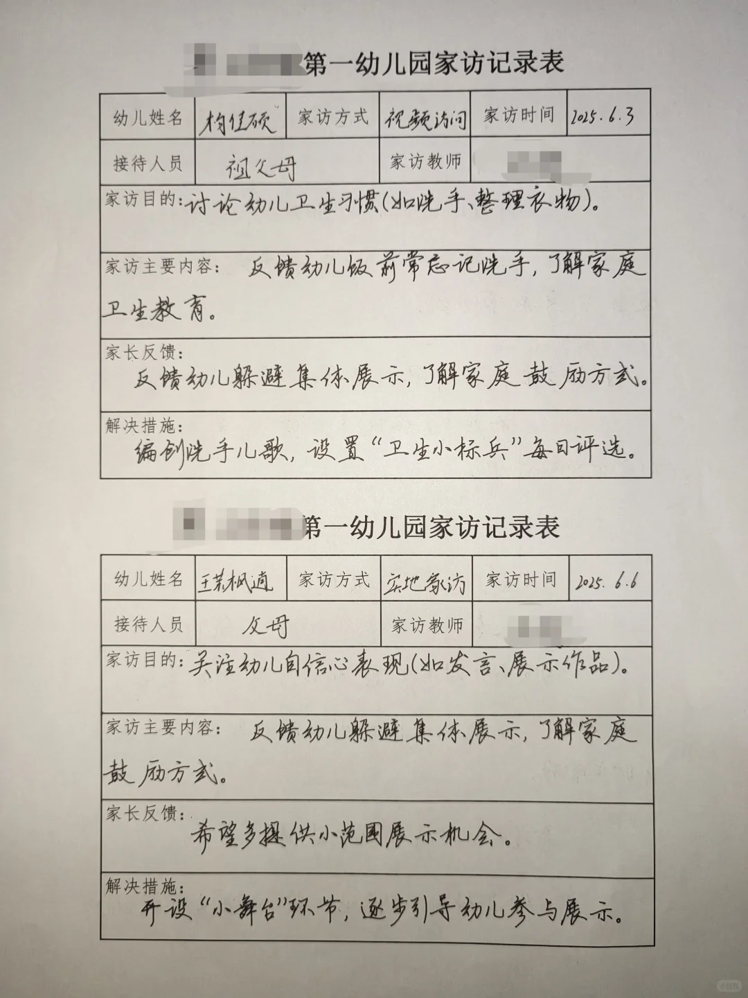 2025幼儿园家访记录表（五）