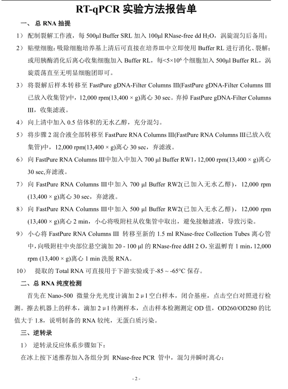 我愿称之为RT-qPCR实验方法报告单天花板