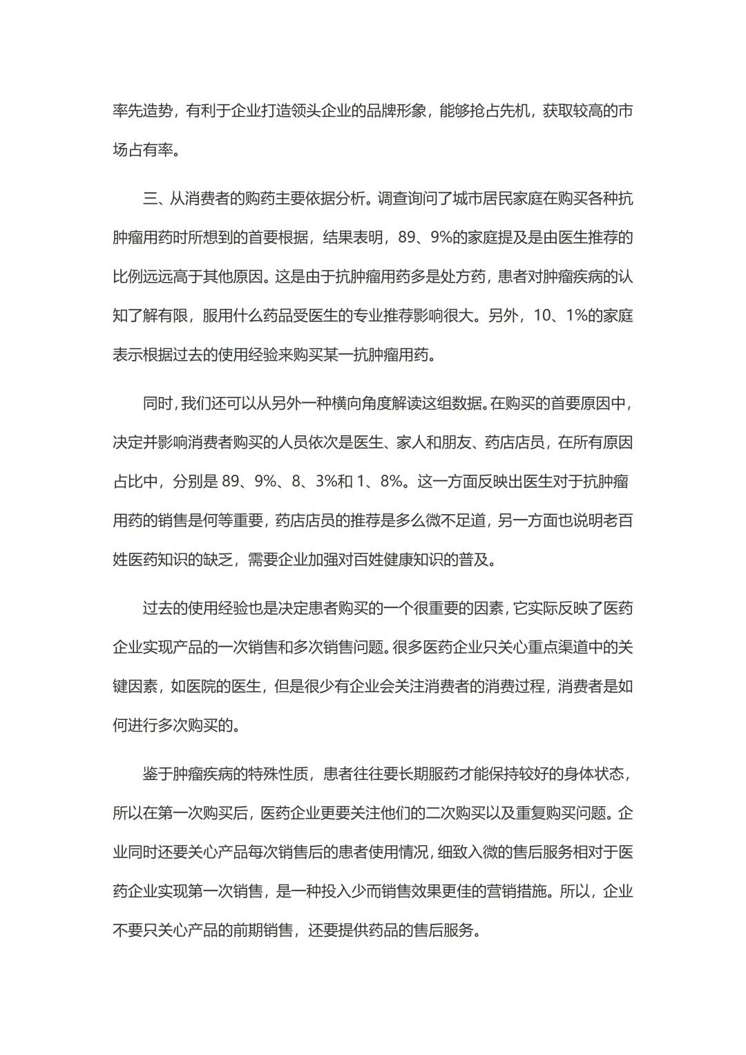 抗肿瘤药物市场调研报告