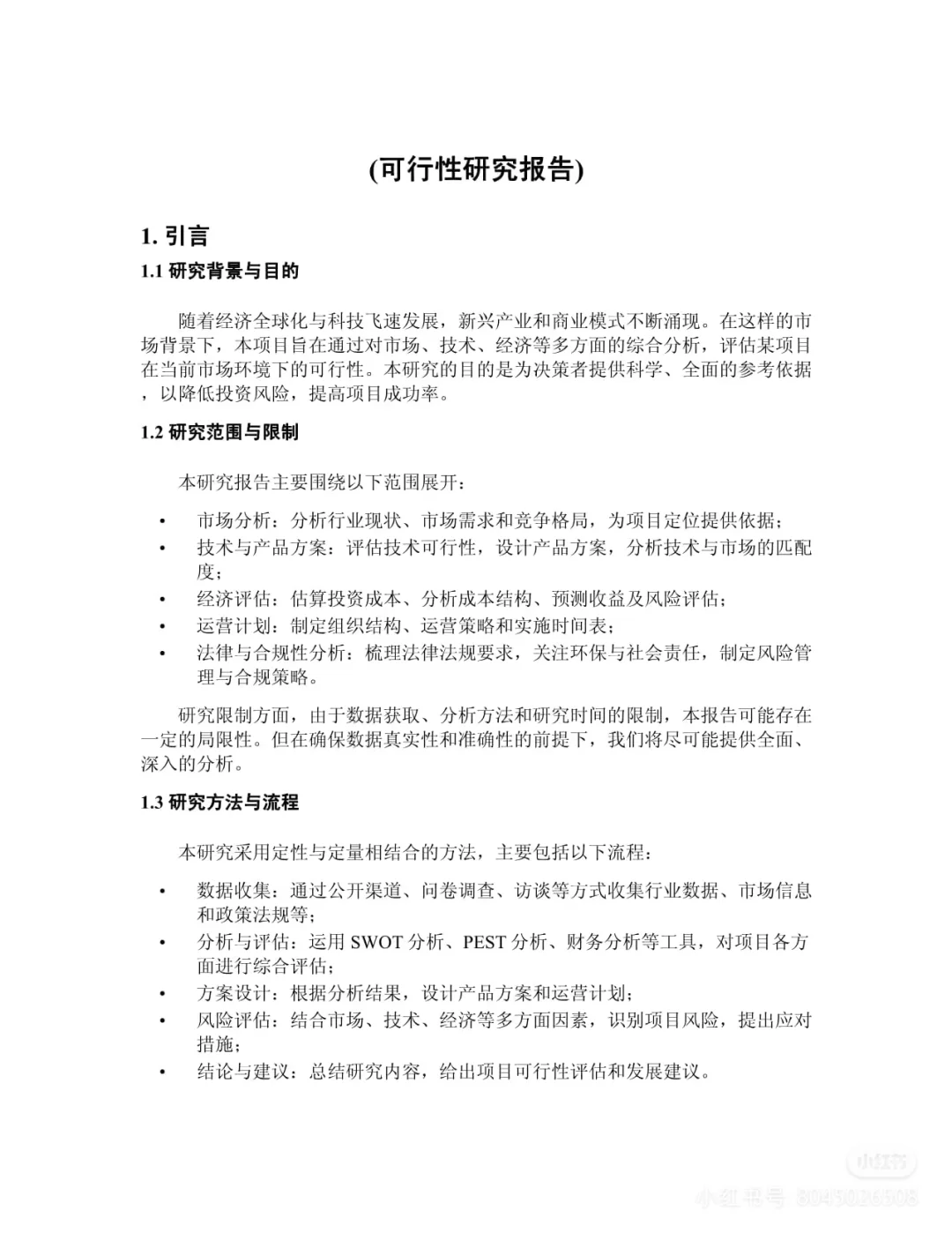 可行性研究报告