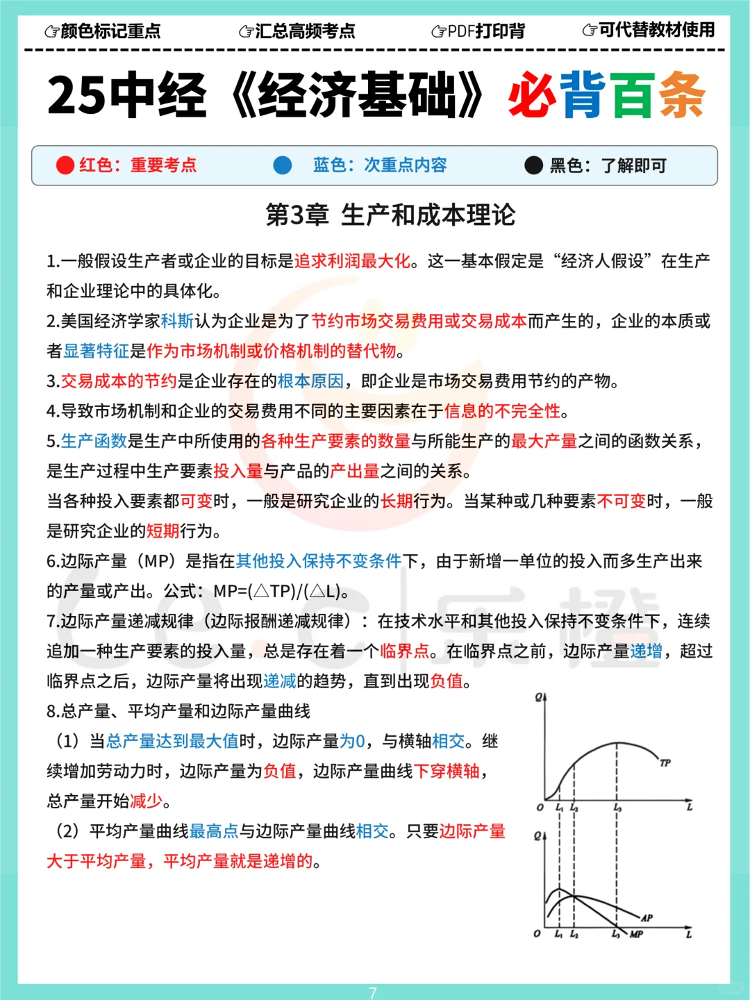 25中经《基础》三色必背百条！涵盖120分内容！