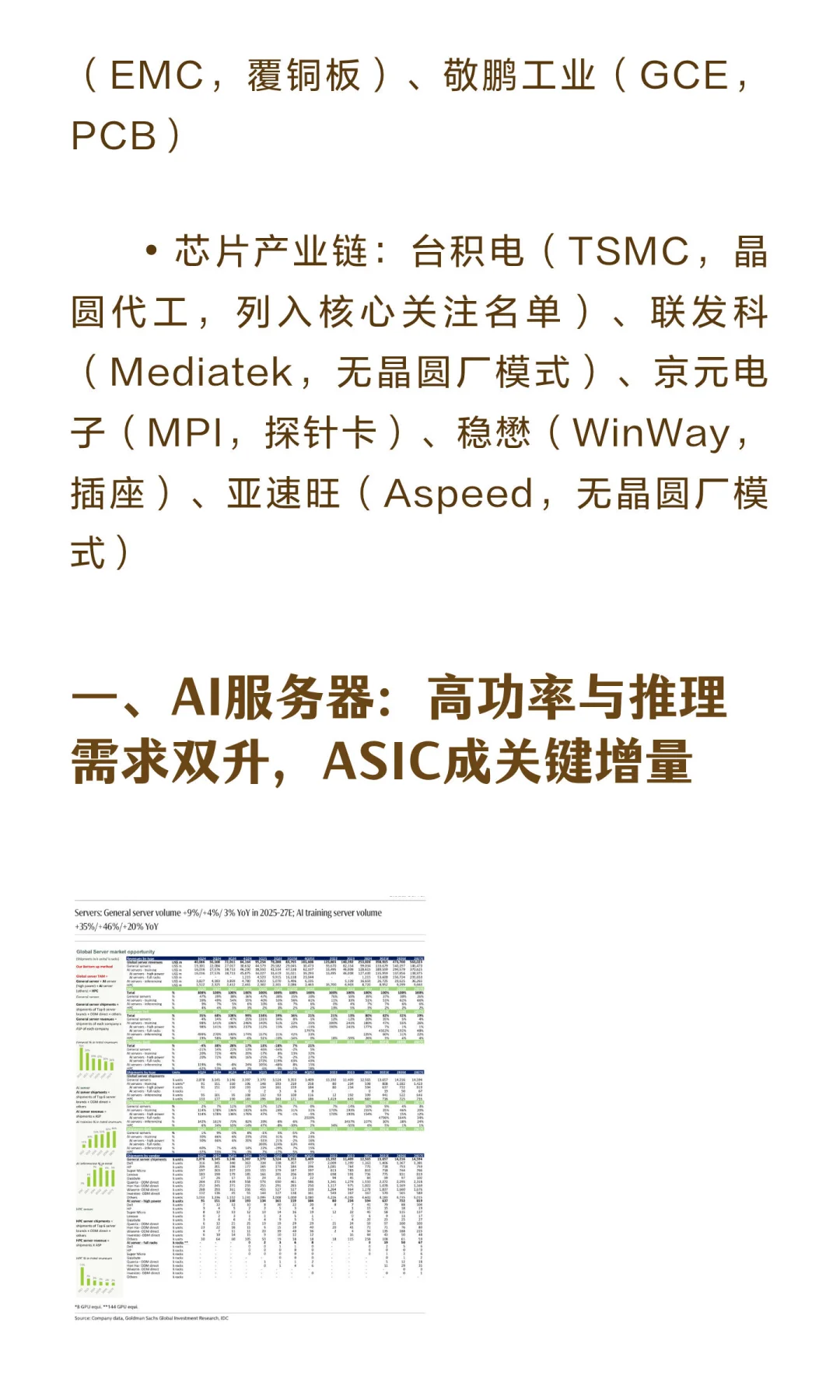 高盛研报：全球服务器行业2027年展望