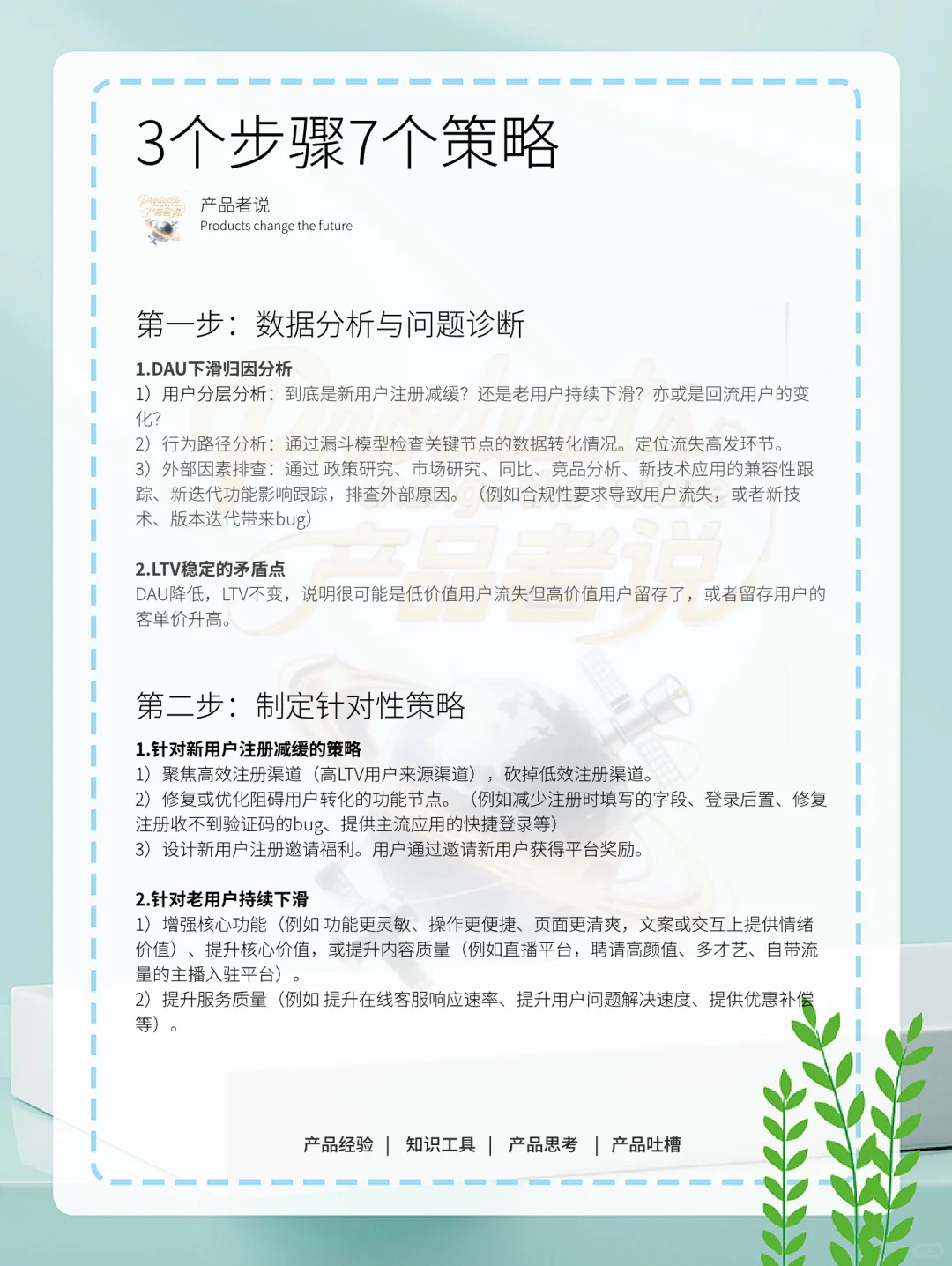 DAU连续下滑，但LTV保持稳定，分析并改进