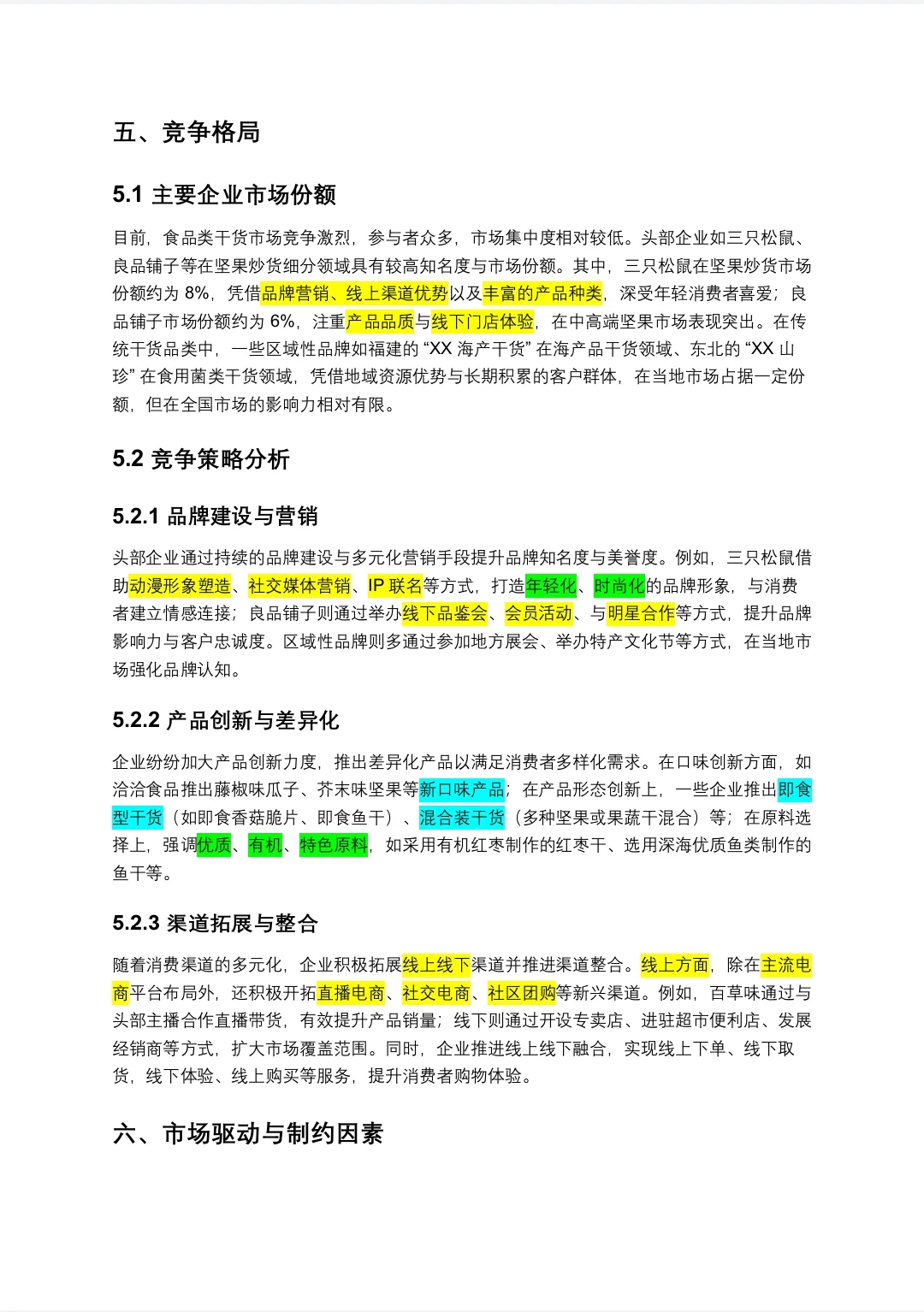 食品类干货市场调研
