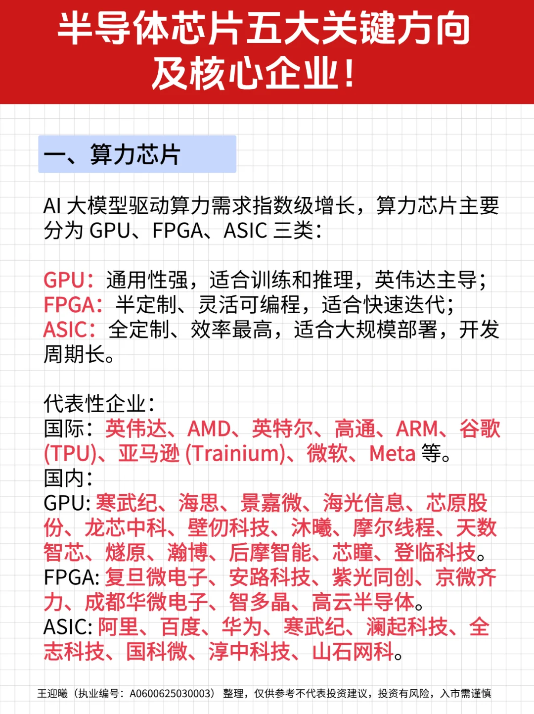 半导体芯片五大关键方向！（附企业）