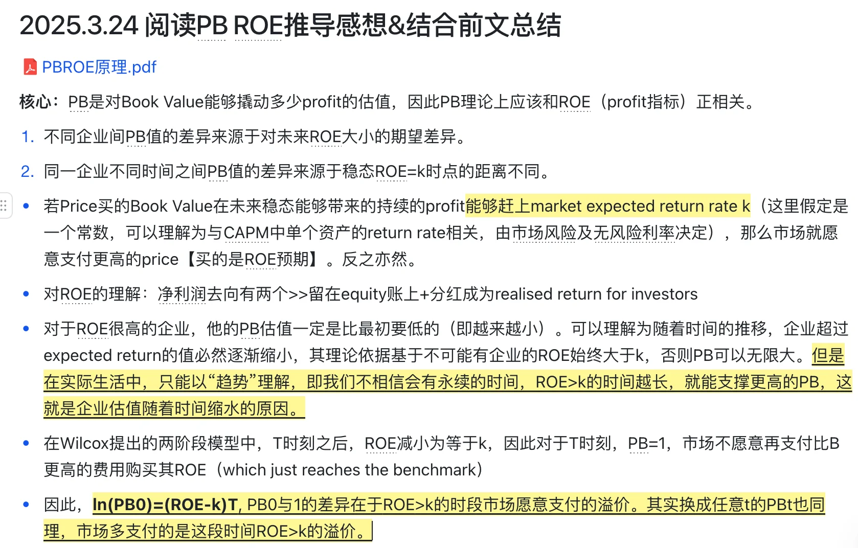 ER Framework: PB/ROE (1)