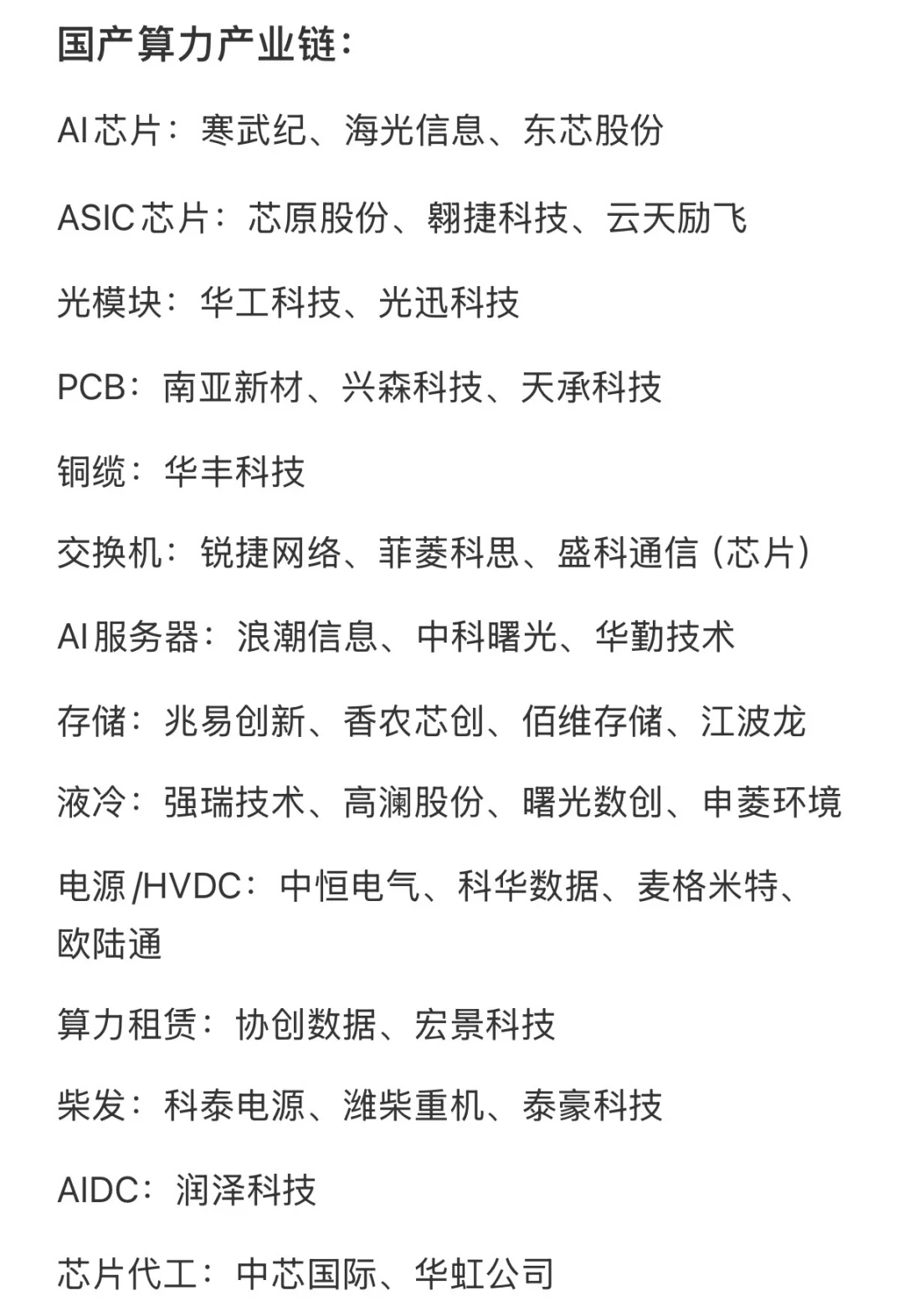 AI算力全产业链梳理！