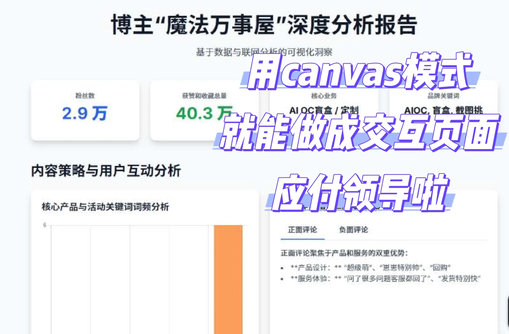AI自动化分析博主数据获得详细报告