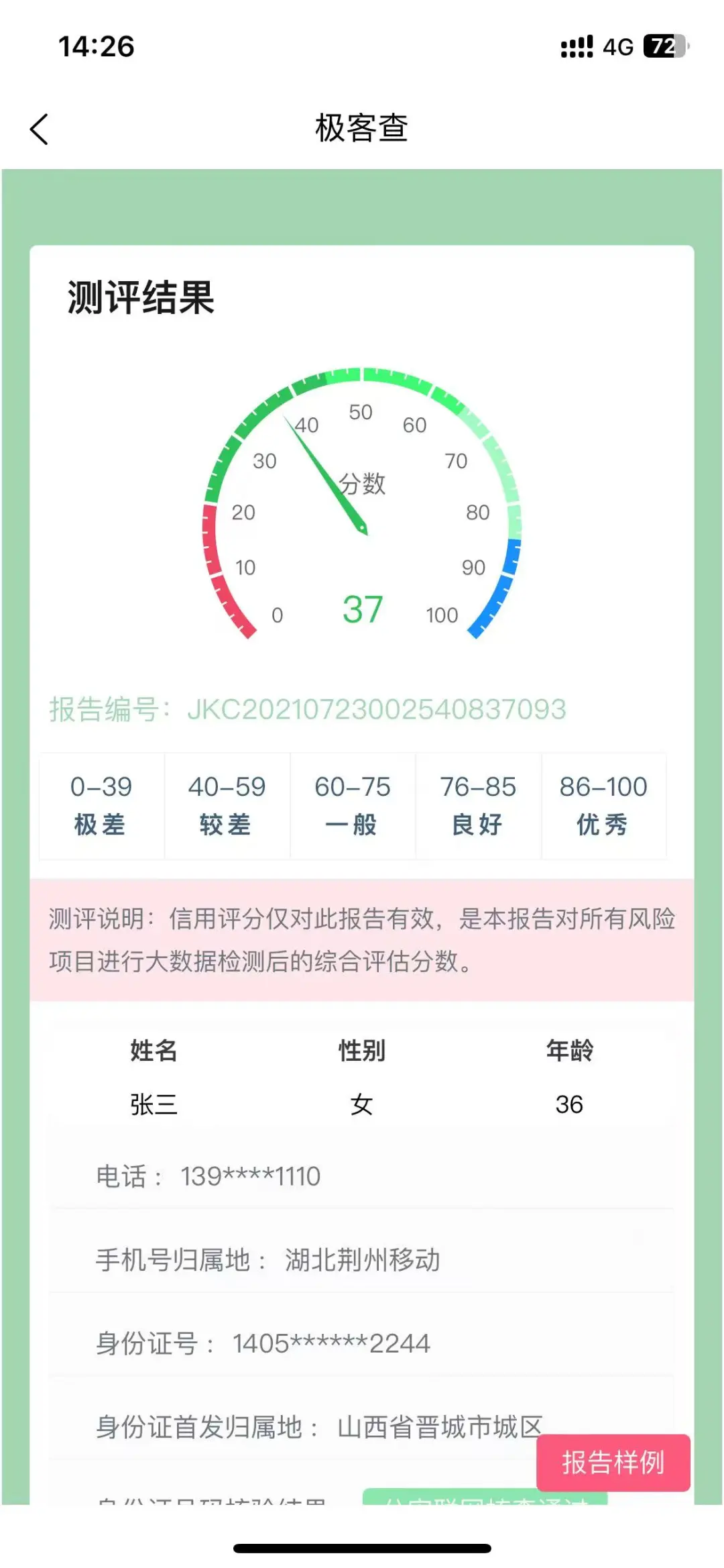 大数据查询报告