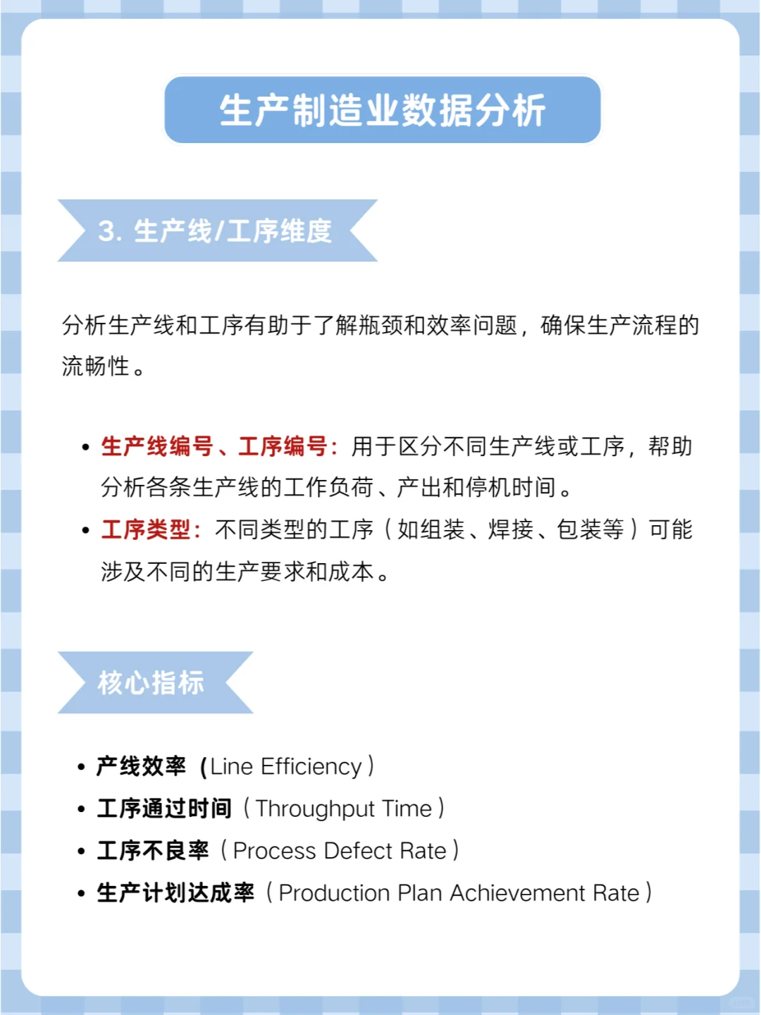 生产制造业数据分析的核心维度+关键指标