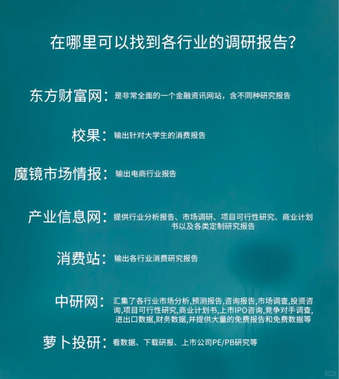在哪里可以找到各行业的调研报告？