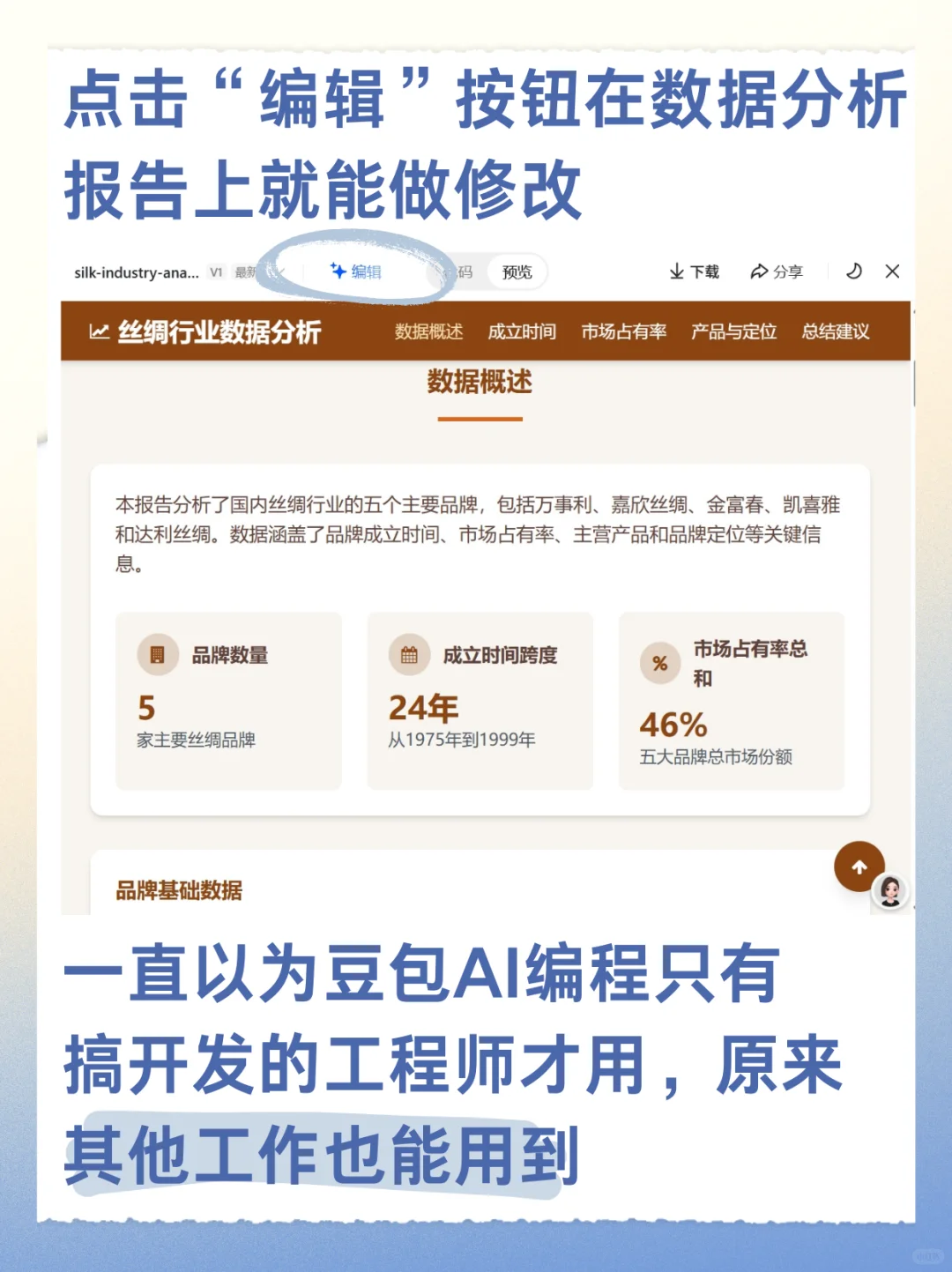 发现一个用豆包电脑版做数据报告省事窍门!