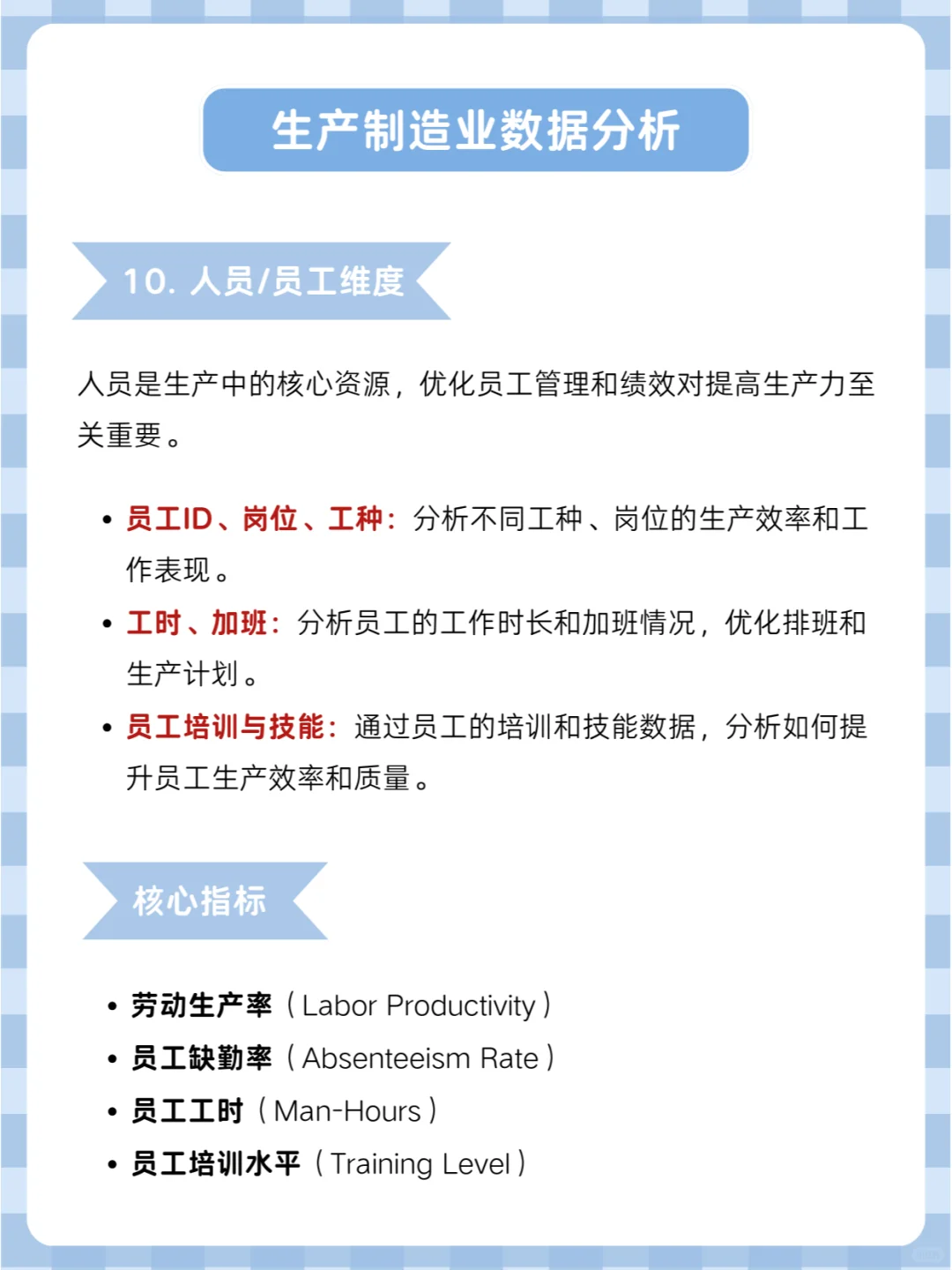 生产制造业数据分析的核心维度+关键指标