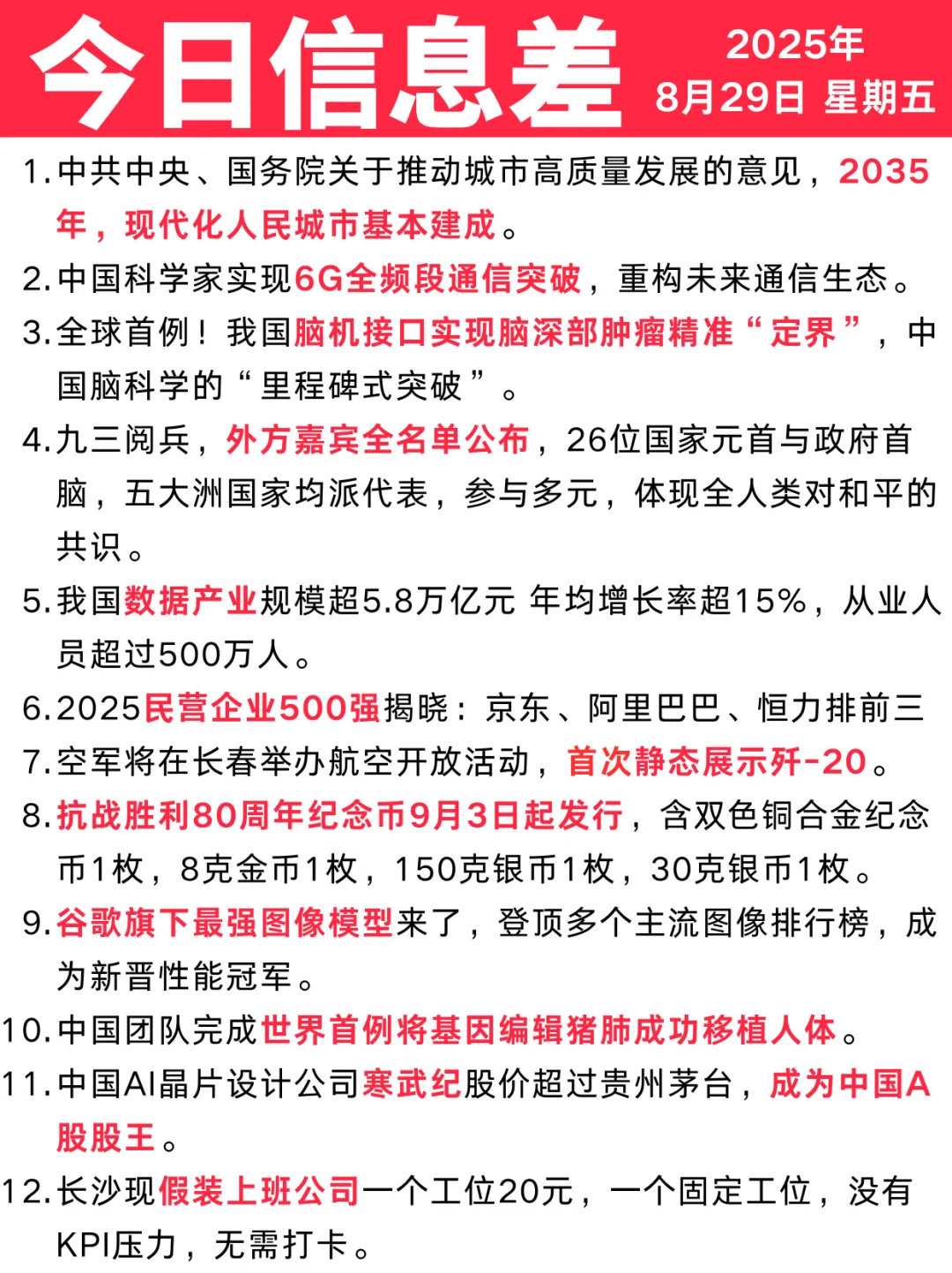 今日信息差｜8 🈷️ 29 日
