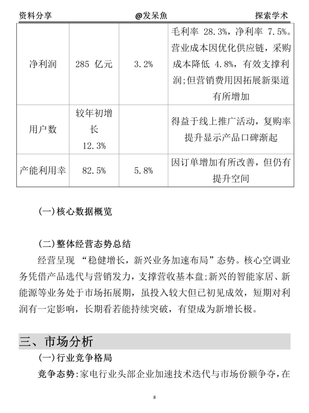 超详细经营分析报告模版（附格力集团案例）