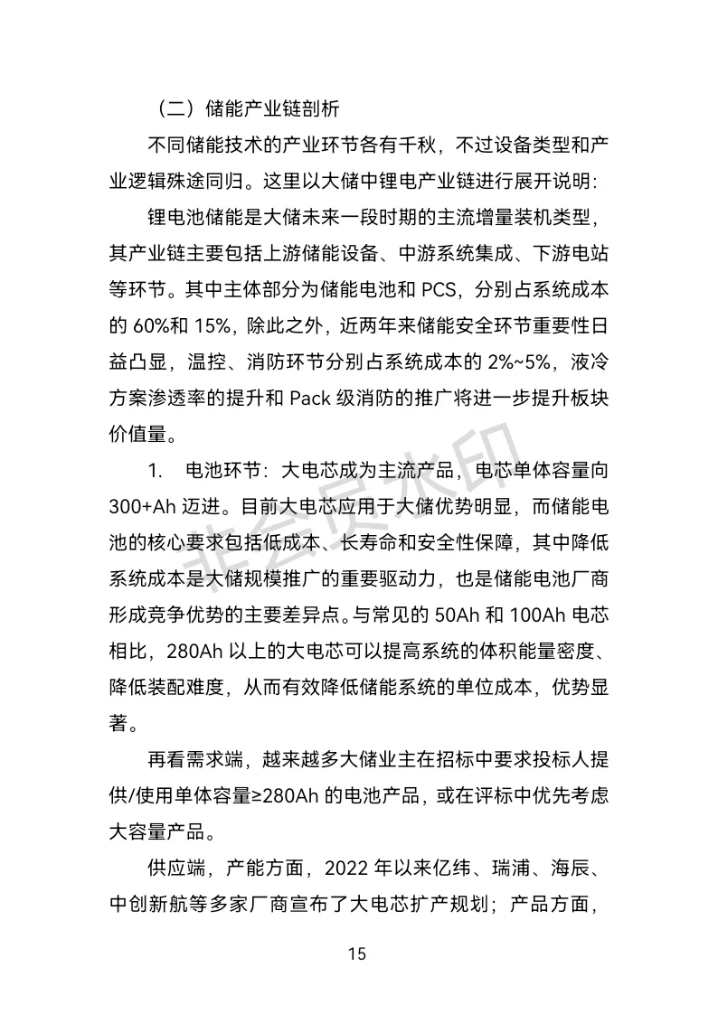 储能产业分析报告：上