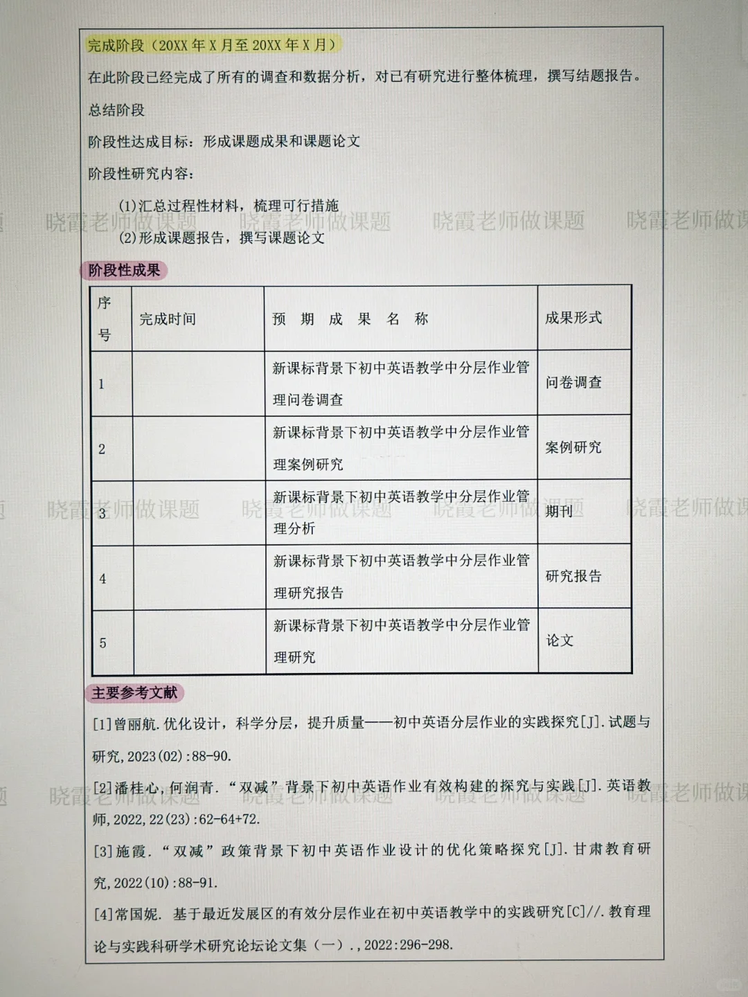 评委眼中完美的课题开题报告，模板来啦！