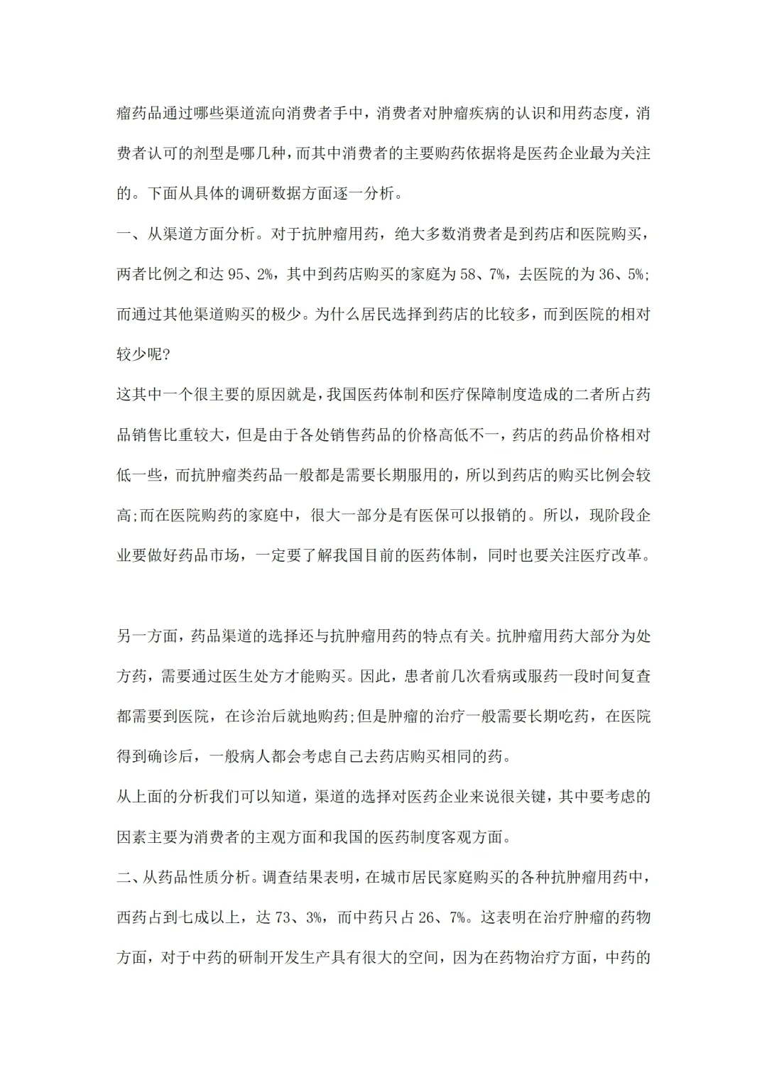 医药市场调研报告