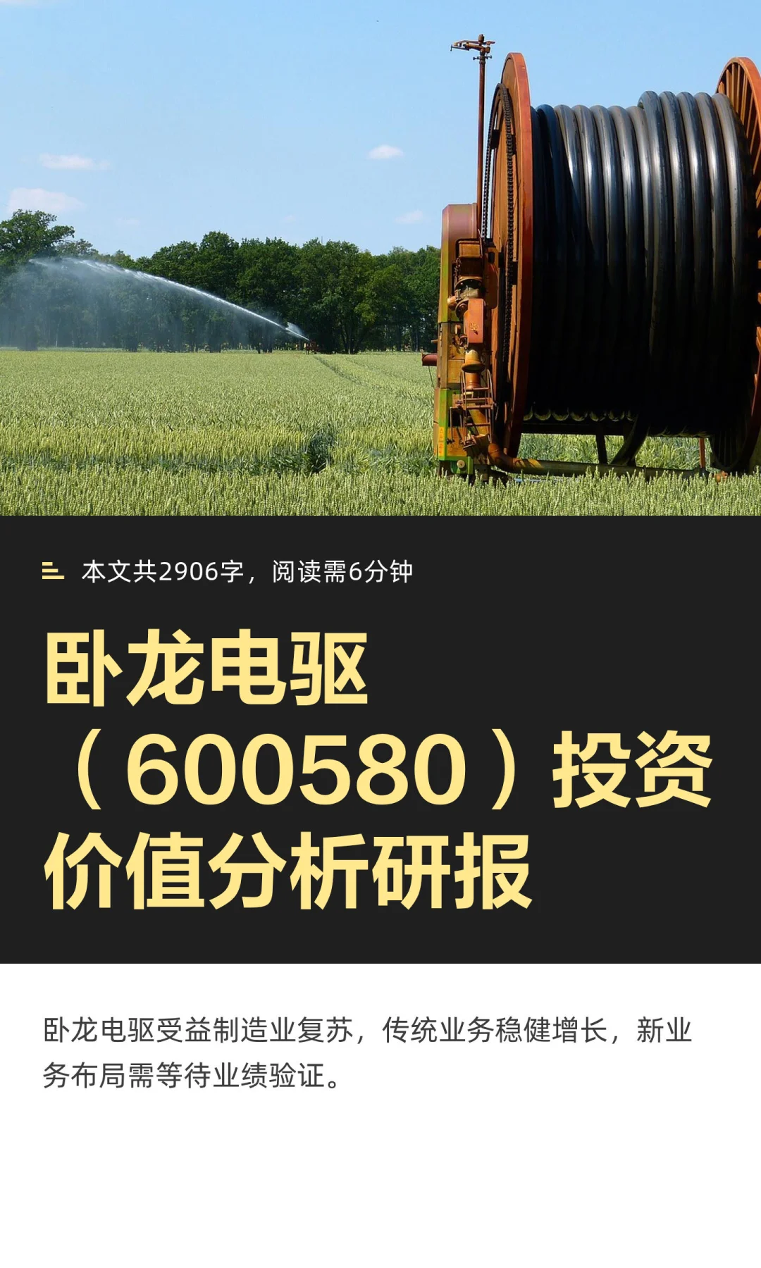 卧龙电驱（600580）投资价值分析研报