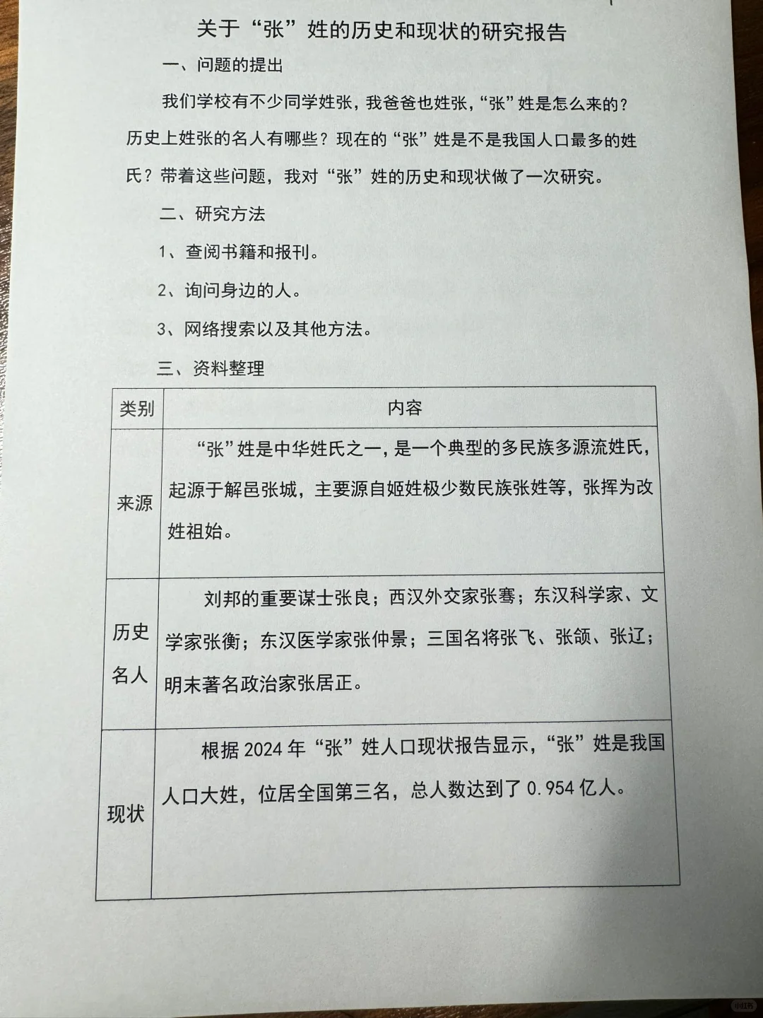 关于“张”姓的历史和现状的研究报告