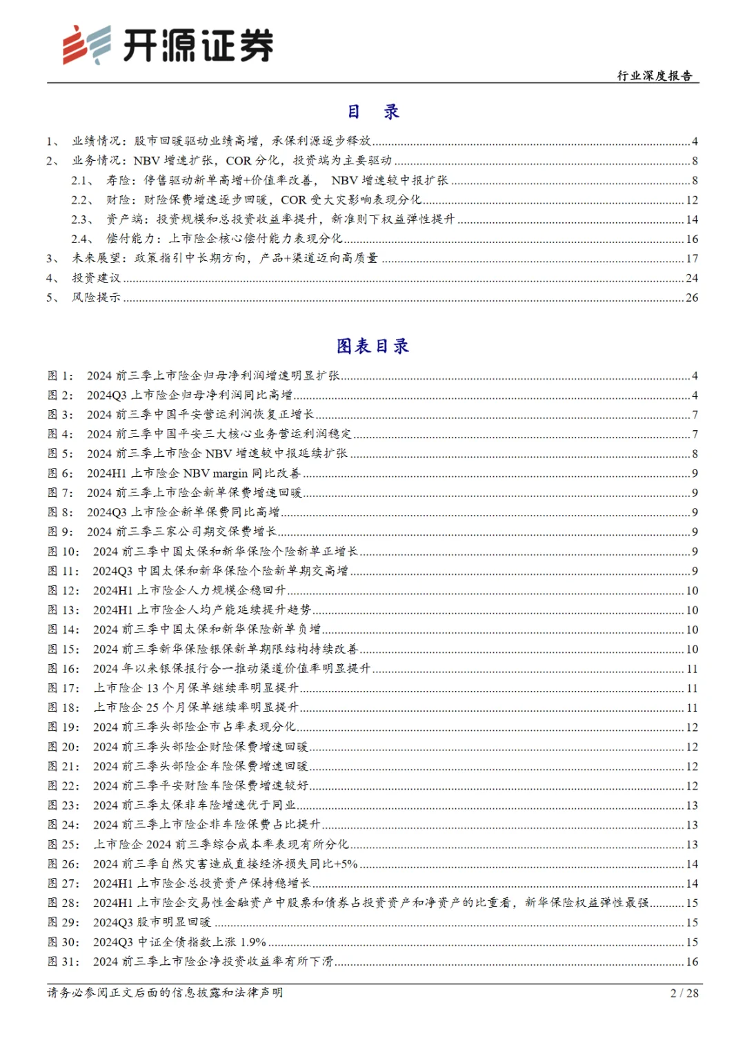 2024中国保险行业上市险企三季报综述