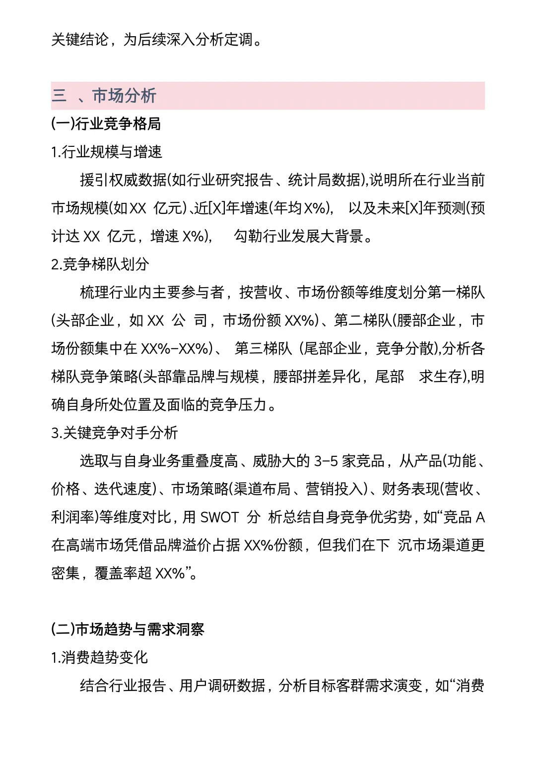 经营分析报告框架模板（直接用）