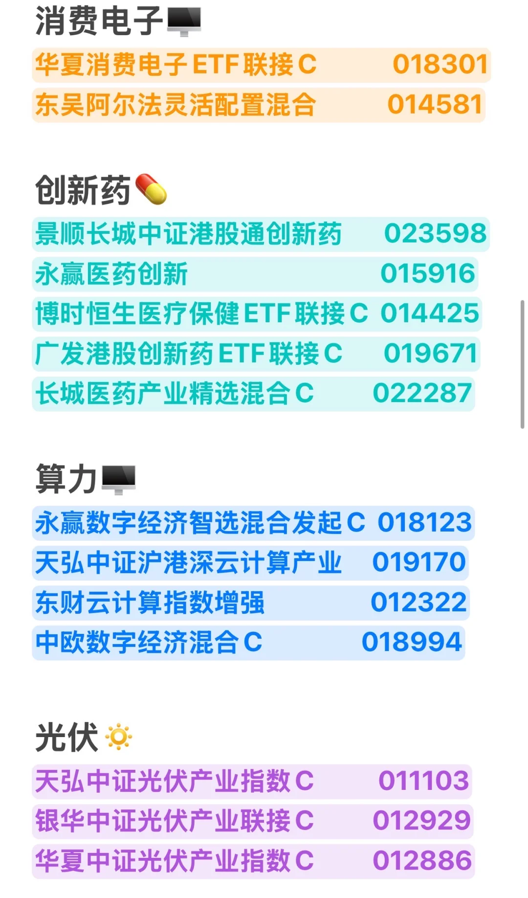 10月最新热门基金板块分类整理合集