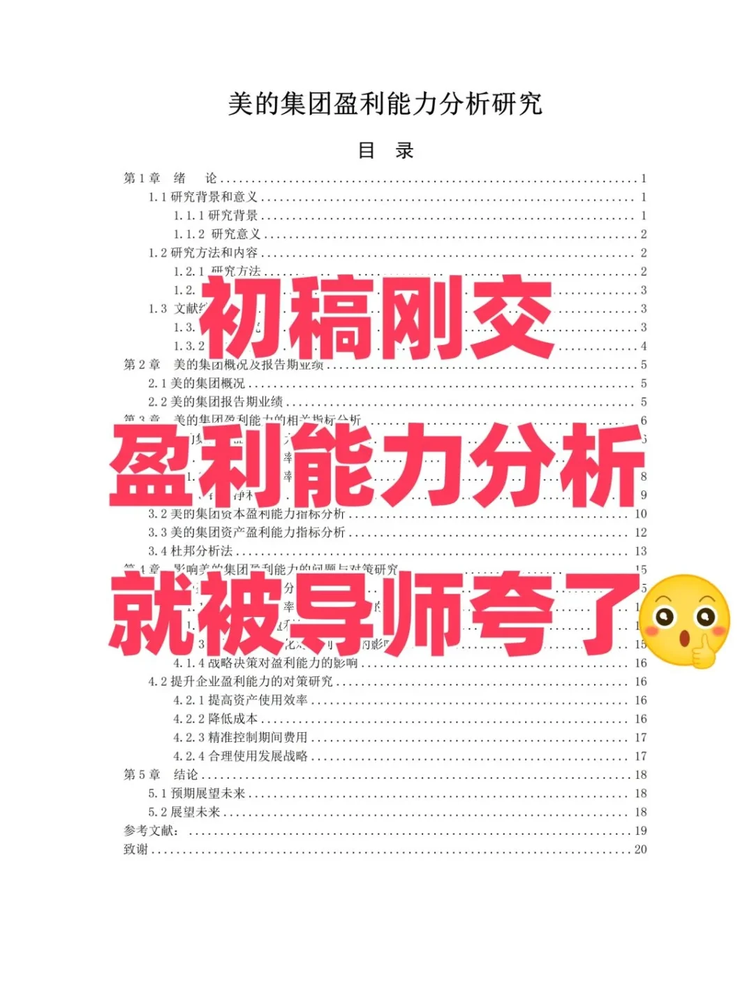 导师赞了我的盈利能力分析，好开心啊🥳
