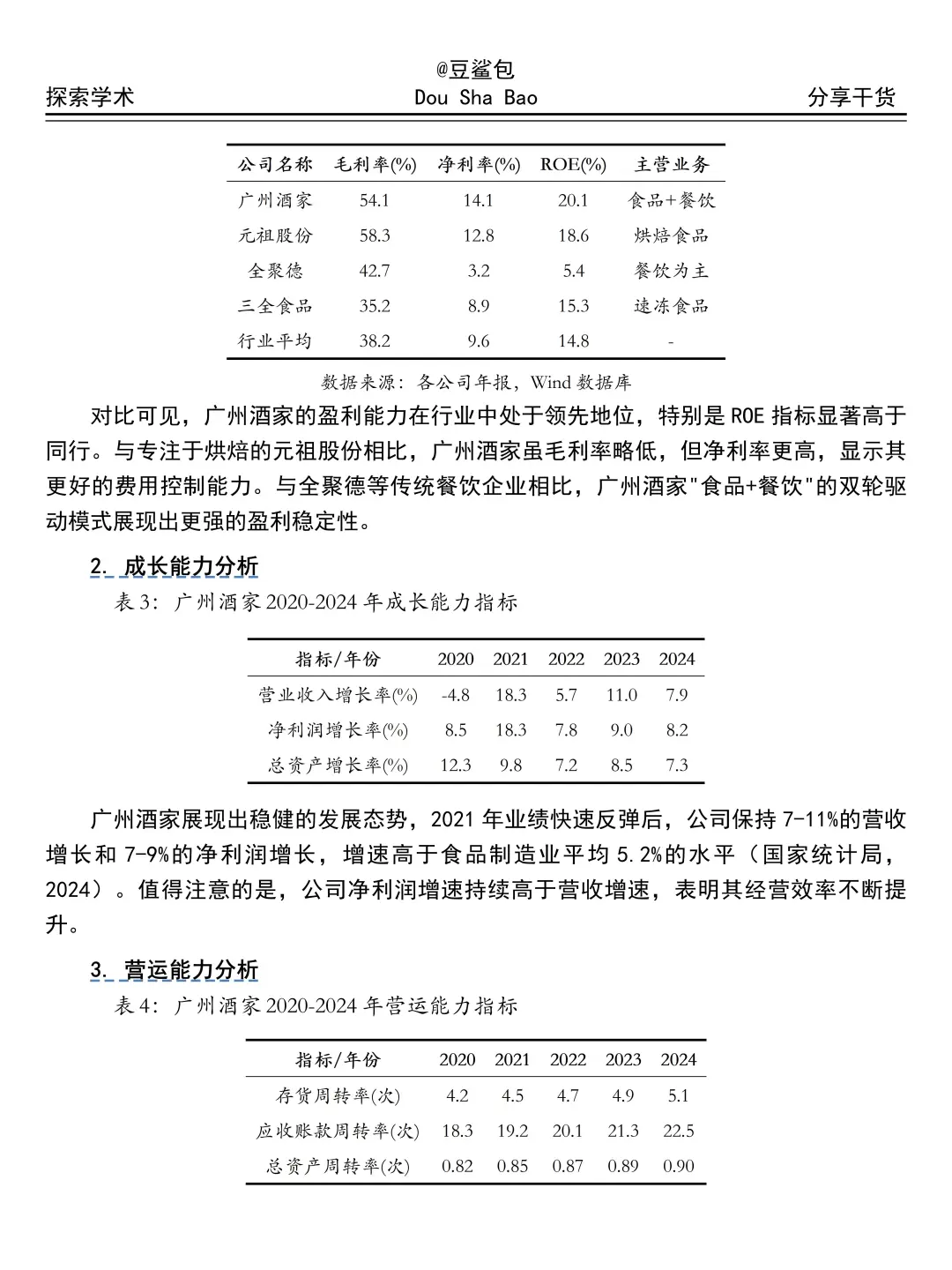 吐血整理完广州酒家财务分析报告😓😓
