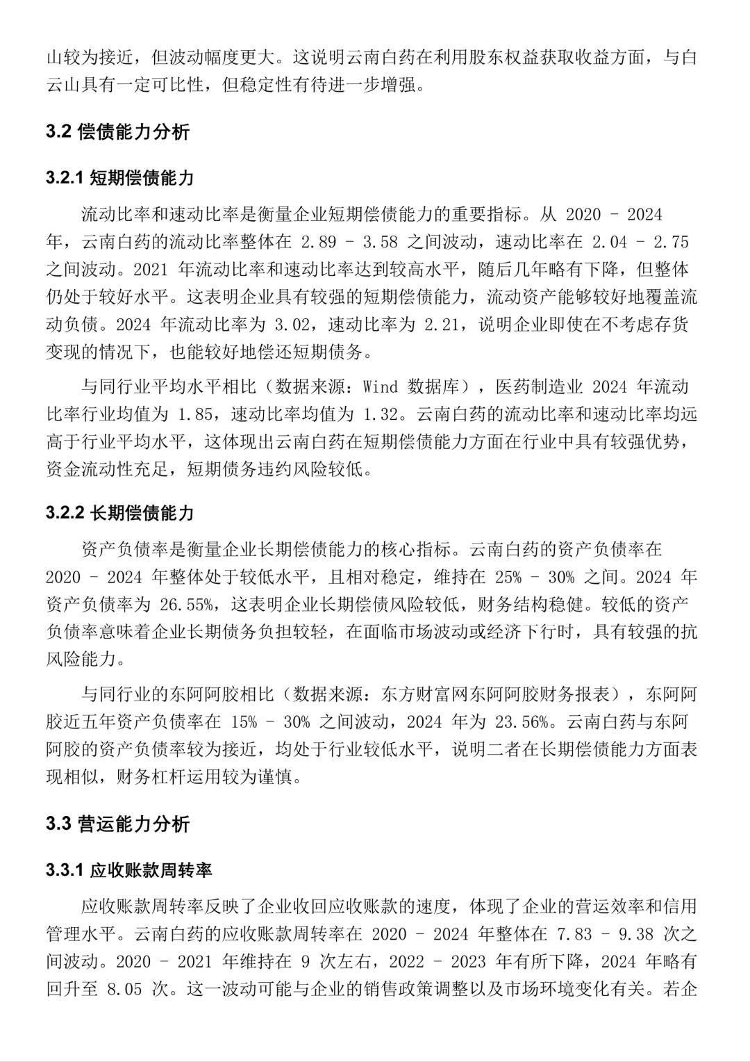 云南白药2020-2024年财务分析报告📝