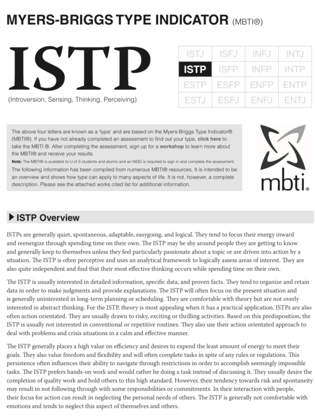 加拿大高校关于ISTP学习就业分析报告