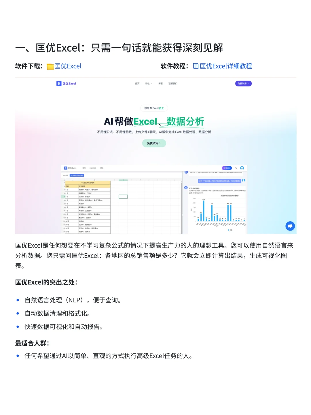 2025年十大最佳Excel数据分析AI工具