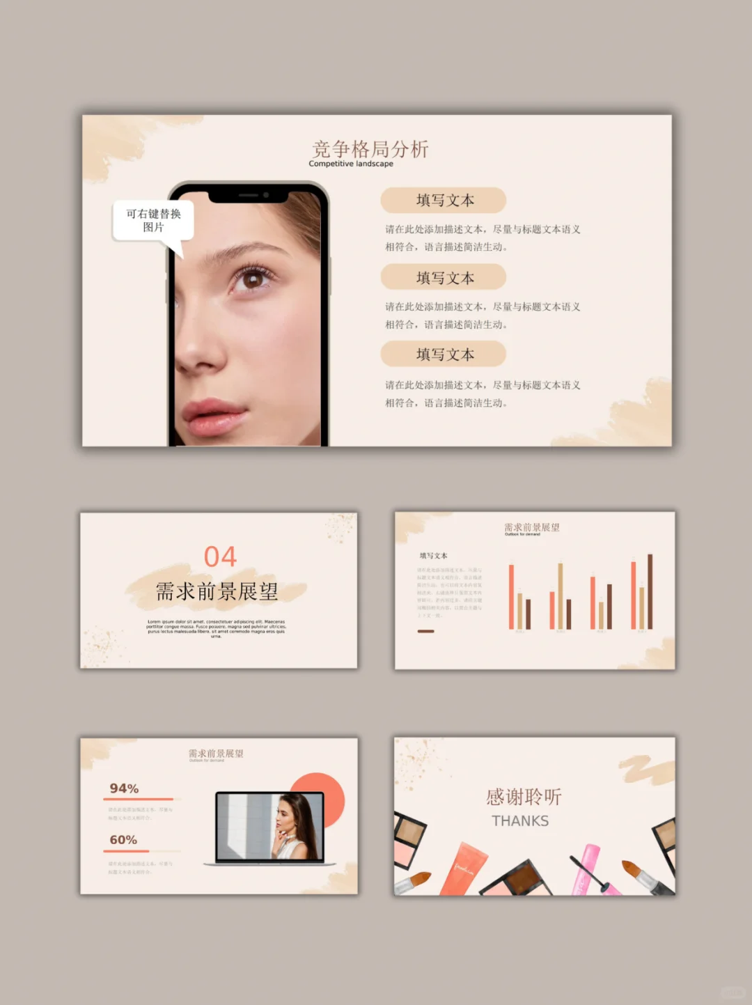 【895】美妆产品行业调研报告 PPT 模板