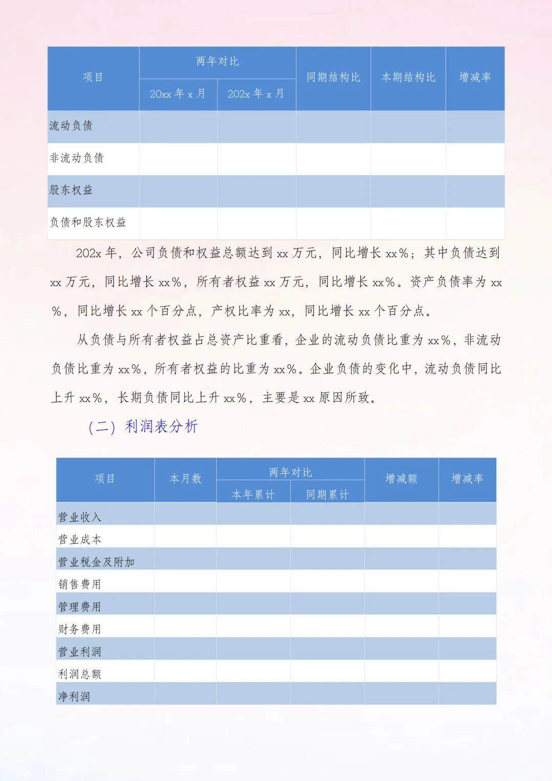 抄模板：财务数据分析报告