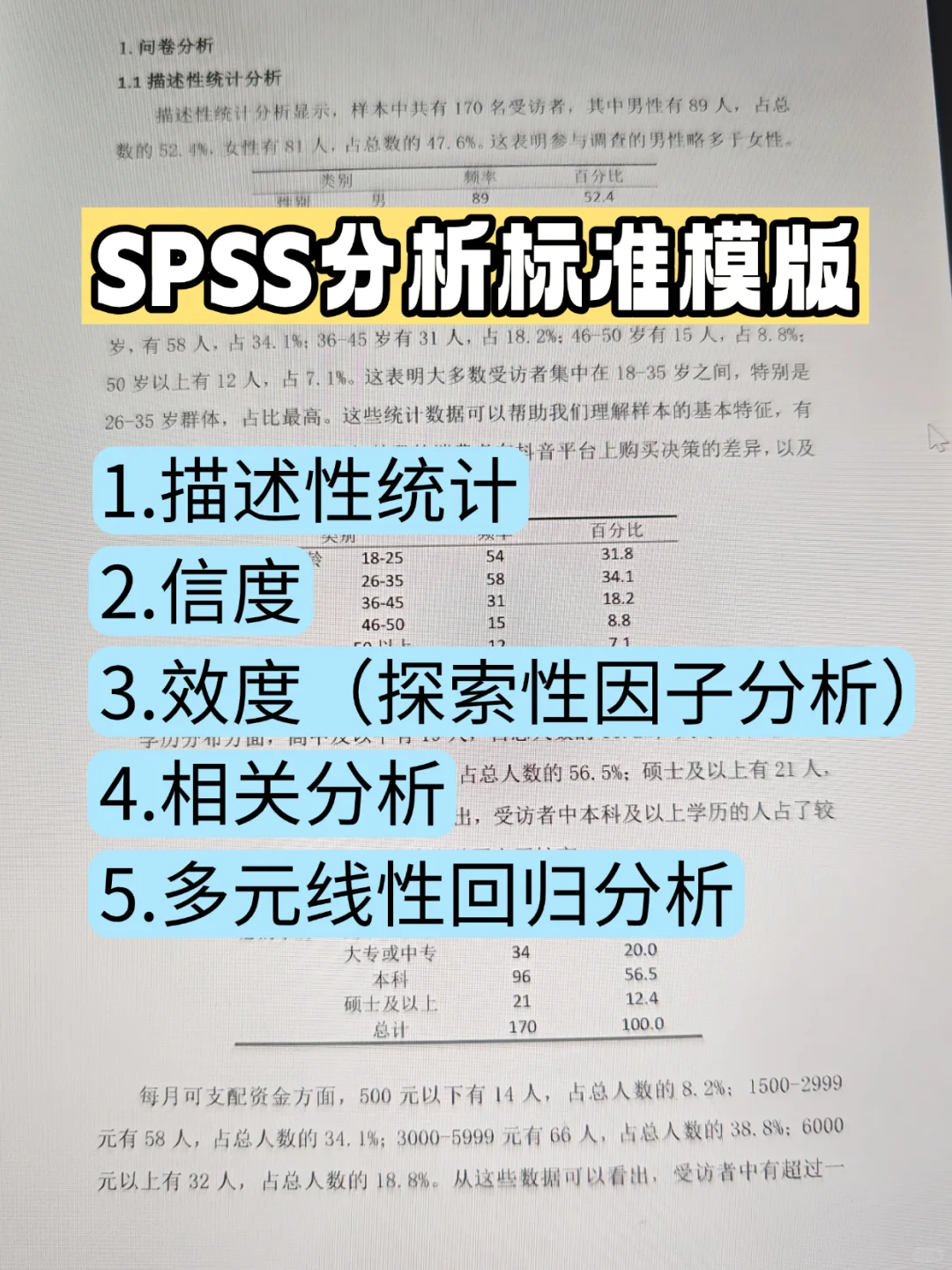 把导师给的spss分析模版发给大家（在附件）