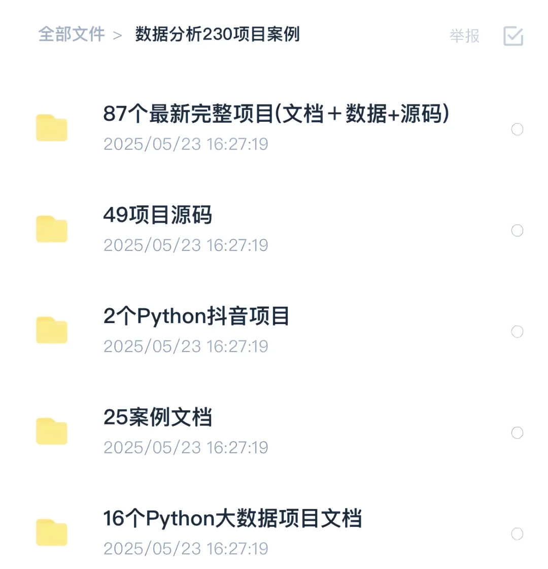 数据分析210个项目，拿走不谢！