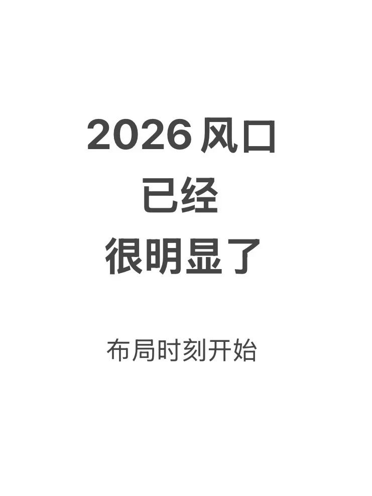2026风口已经很明显了，布局时刻开始