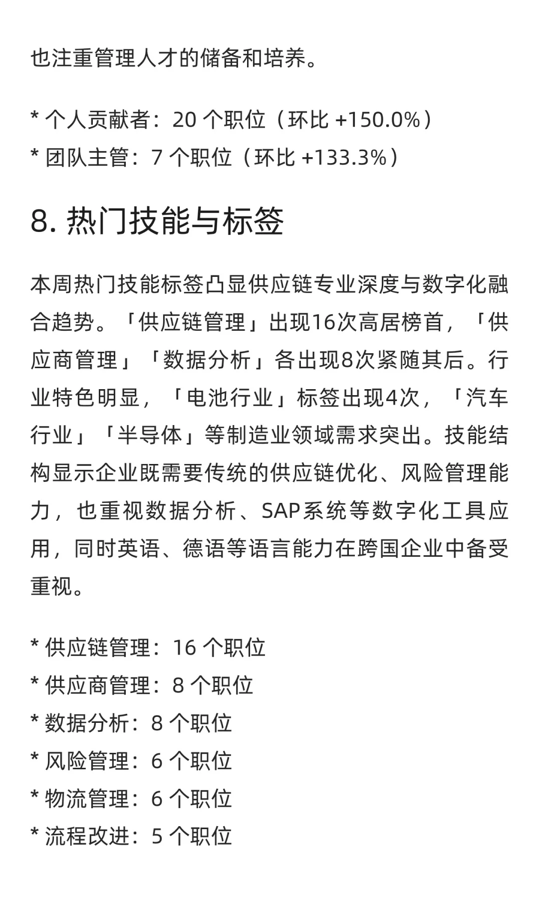 供应链、采购与物流领域求职市场周分析报告