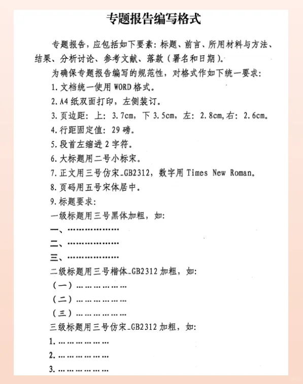 专题报告格式官🐴方要求！