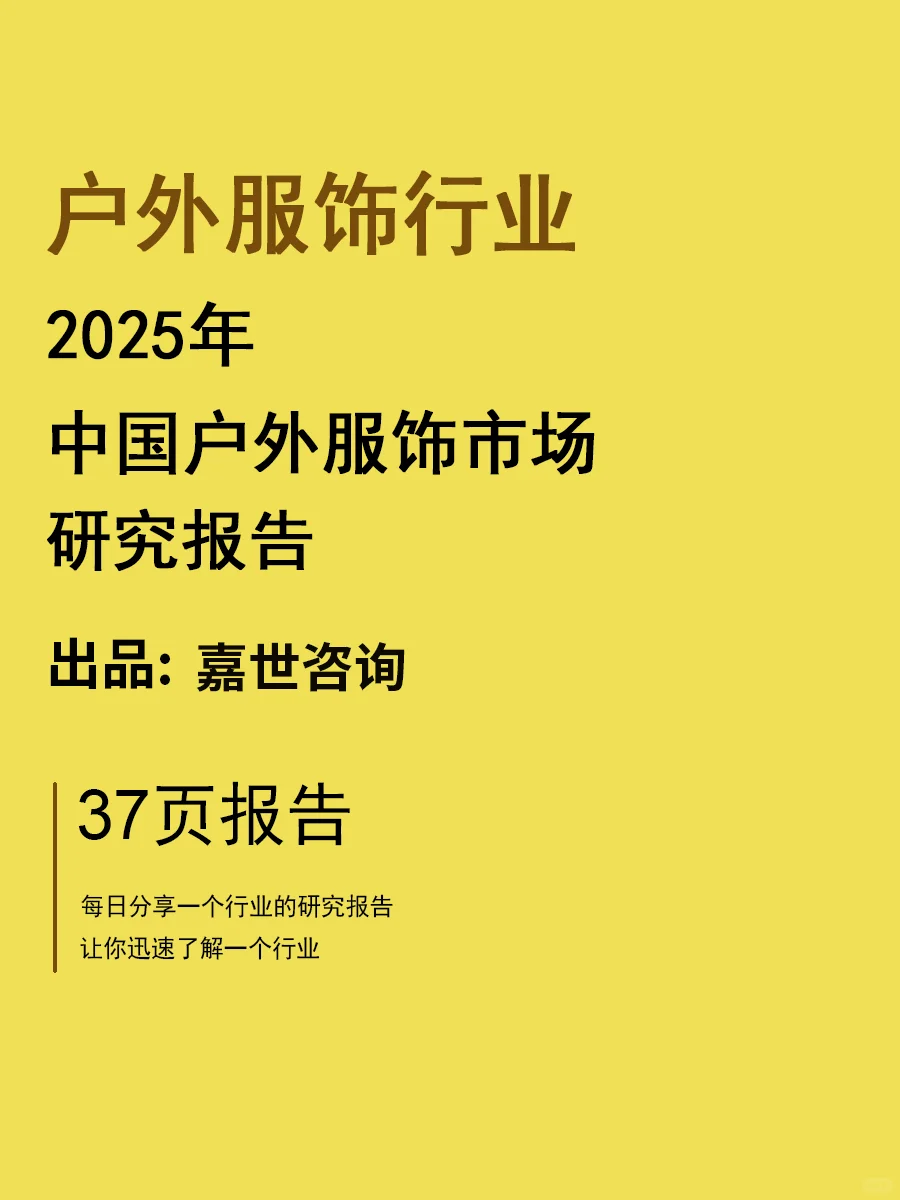 2025中国户外服饰市场分析报告 | 37页