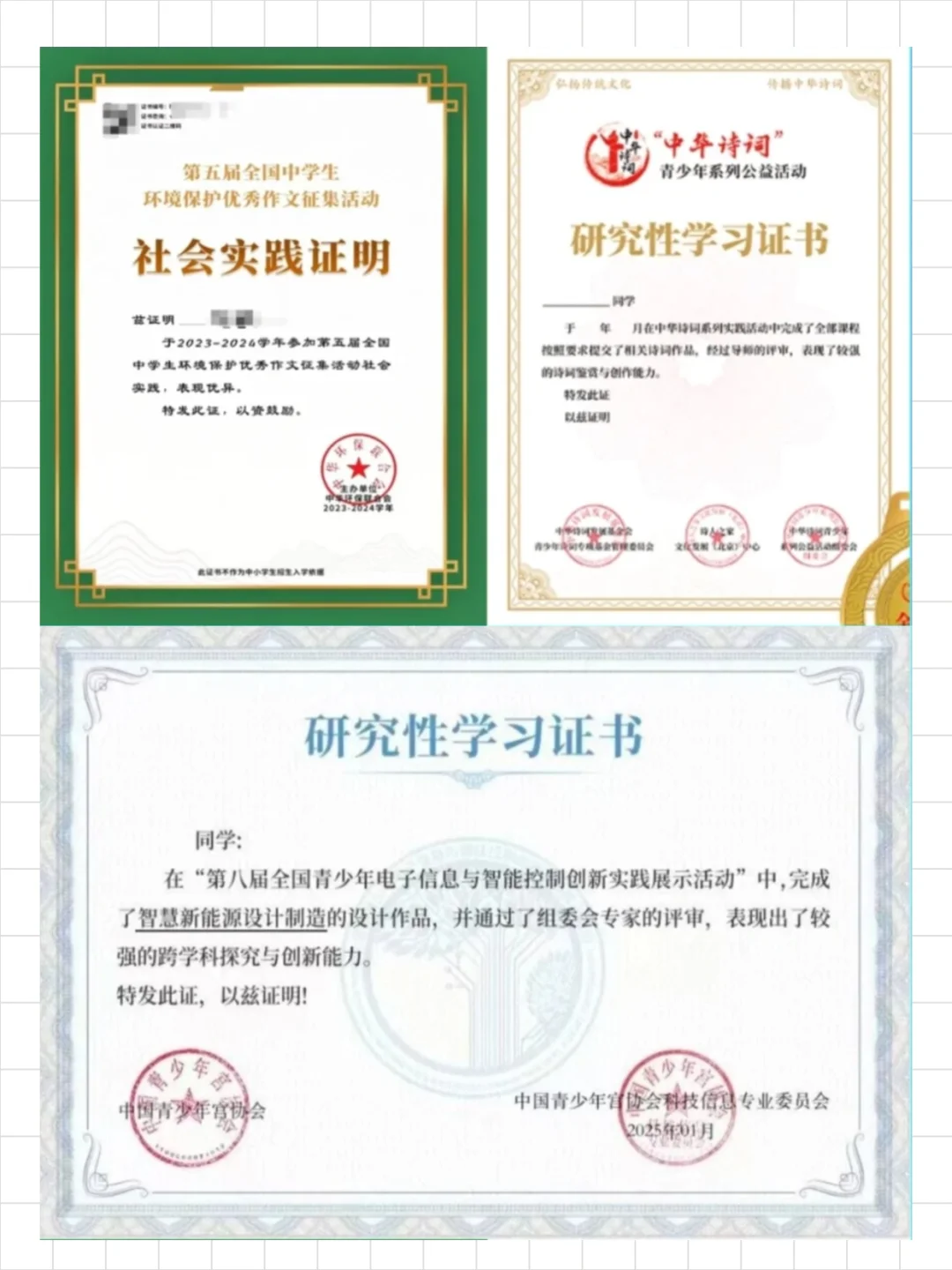 研究性学习报告及佐证材料