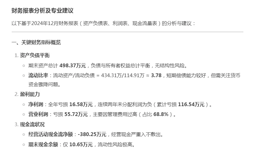 当我给DeepSeek投喂了一份财务报表