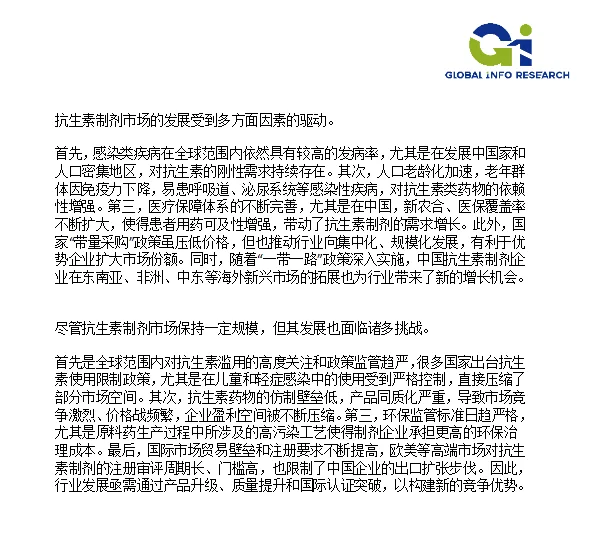 抗生素全球市场研究报告