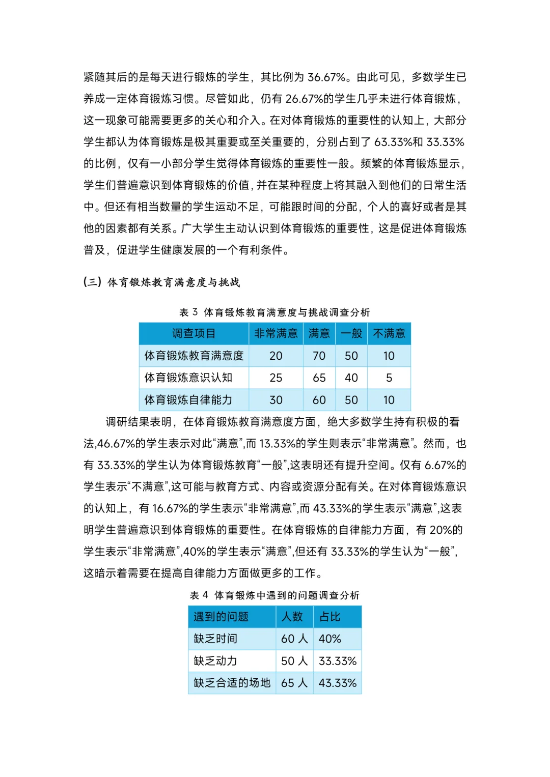 大学生健康状况与体育锻炼习惯调研报告