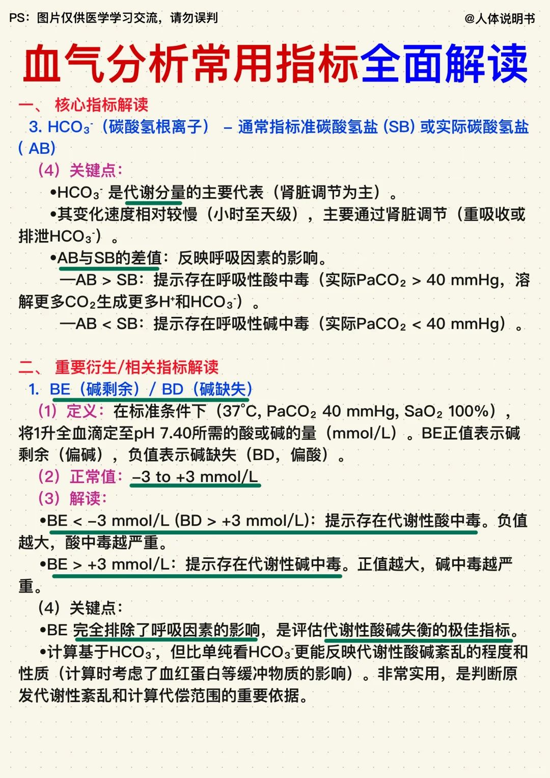 ✍医学生笔记｜血气分析常用指标全面解读