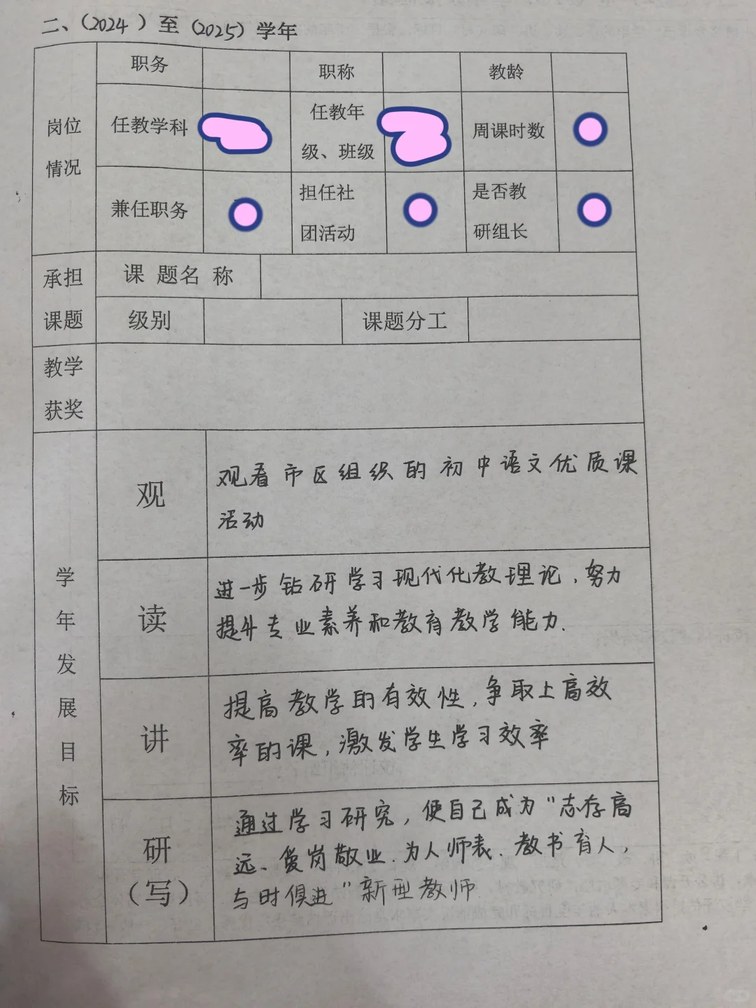 教师专业发展报告书