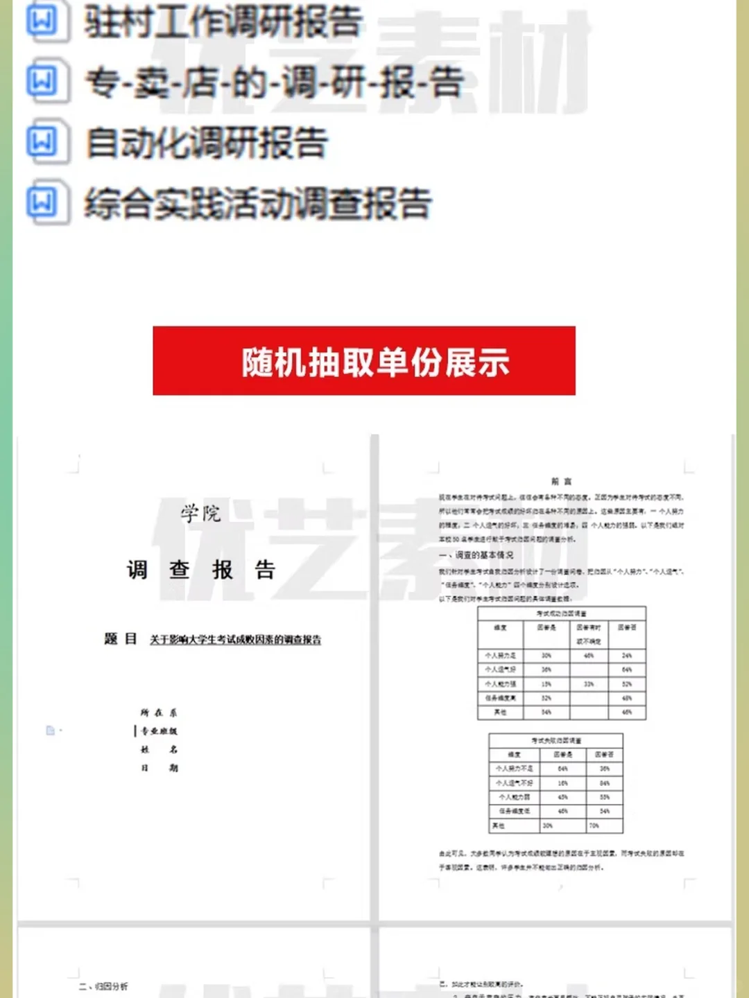 大学生社会调研市场调查问卷数据报告