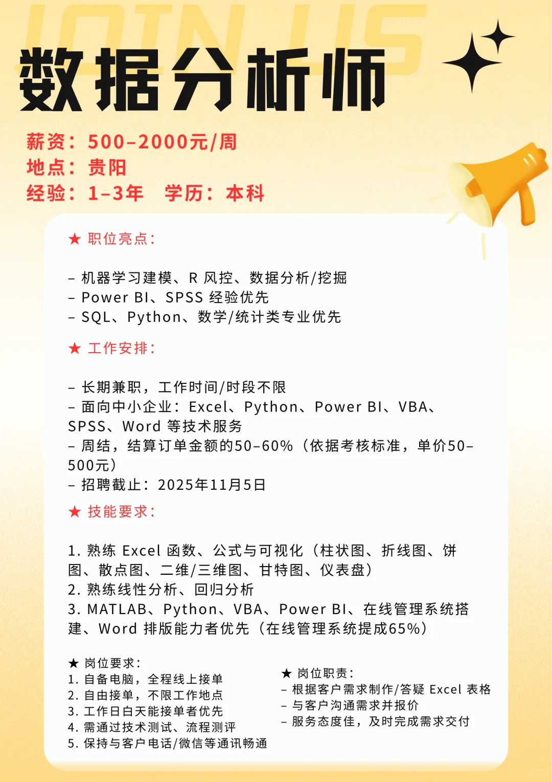 招聘数据分析师-兼职