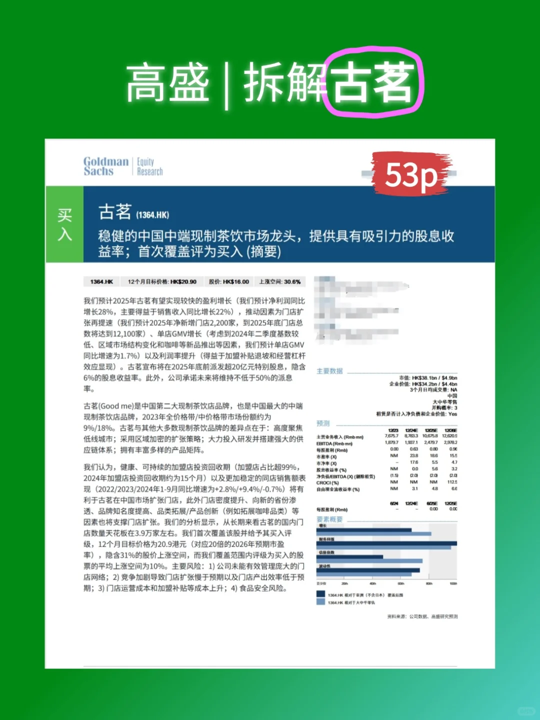 高盛‖拆解 古茗🍵